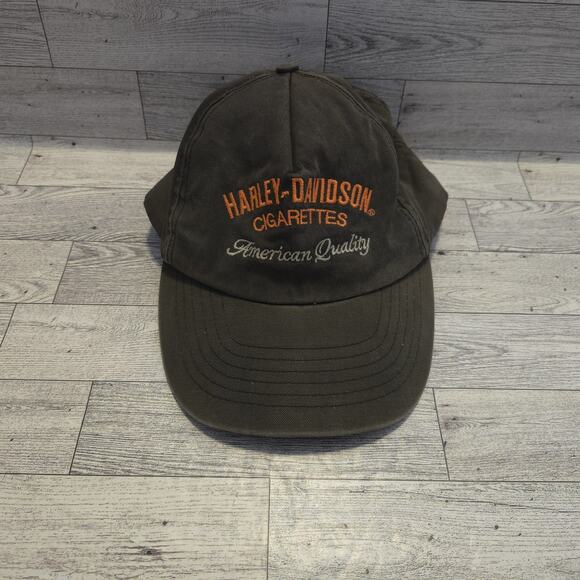 Vintage Harley Davidson Cigarettes Hat Snapback Cap Smoking Made USA Bikers OSFM - Picture 1 of 5